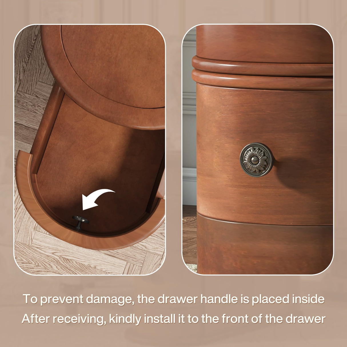 Tribesigns Wood End Table Set of 2, Narrow Solid Side Table 2-Drawer Slim Chair Side Table, No Assembly Required, Finished Back, Walnut Tribesigns