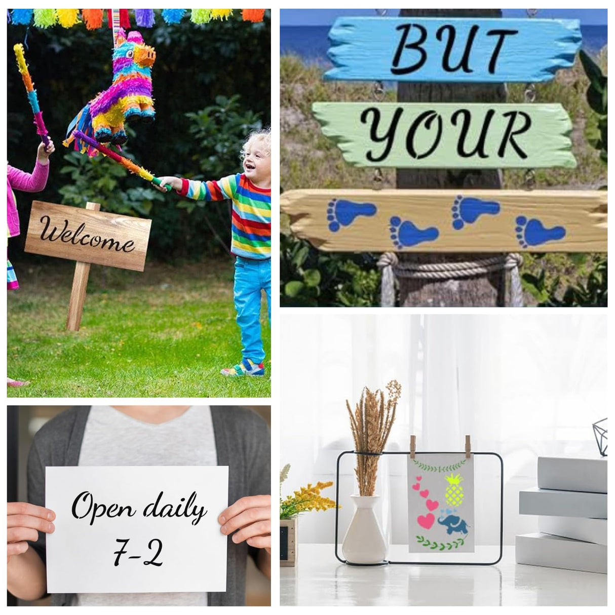 Stencils for Painting, 45 Pack, 8.27x5.52 Inch, Reusable Plastic Large Letter Stencils for Painting on Wall, Wood, Fabric, Rock, Chalkboard, Signage, Art Projects Lofivilra