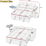 oaaktu ﻿ Large Size Convertible Sleeper Sofa Bed,Polka dot Velvet Pull Out Futon Couch with Storage handrails & Rotating Side Tables,Convertible Sofa Couch for Living Room,RV (Dark Grey) oaaktu