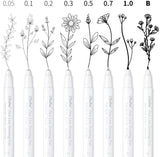 Ohuhu Fineliner Pens Micro Drawing Pens: 8-size Tips (Ultra-fine, Fine & Brush) Waterproof Pigment Black Ink for Illustration Drawing Journaling Sketching for Artist Beginners Ohuhu