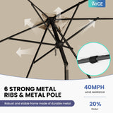 Ayge 6.5x10FT Rectangular Patio Umbrella Outdoor Table Umbrella w/Push Button Tilt & Crank Rectangle Market Umbrella UV Protection for Garden,Deck,Lawn,Yard & Pool,Beige Ayge