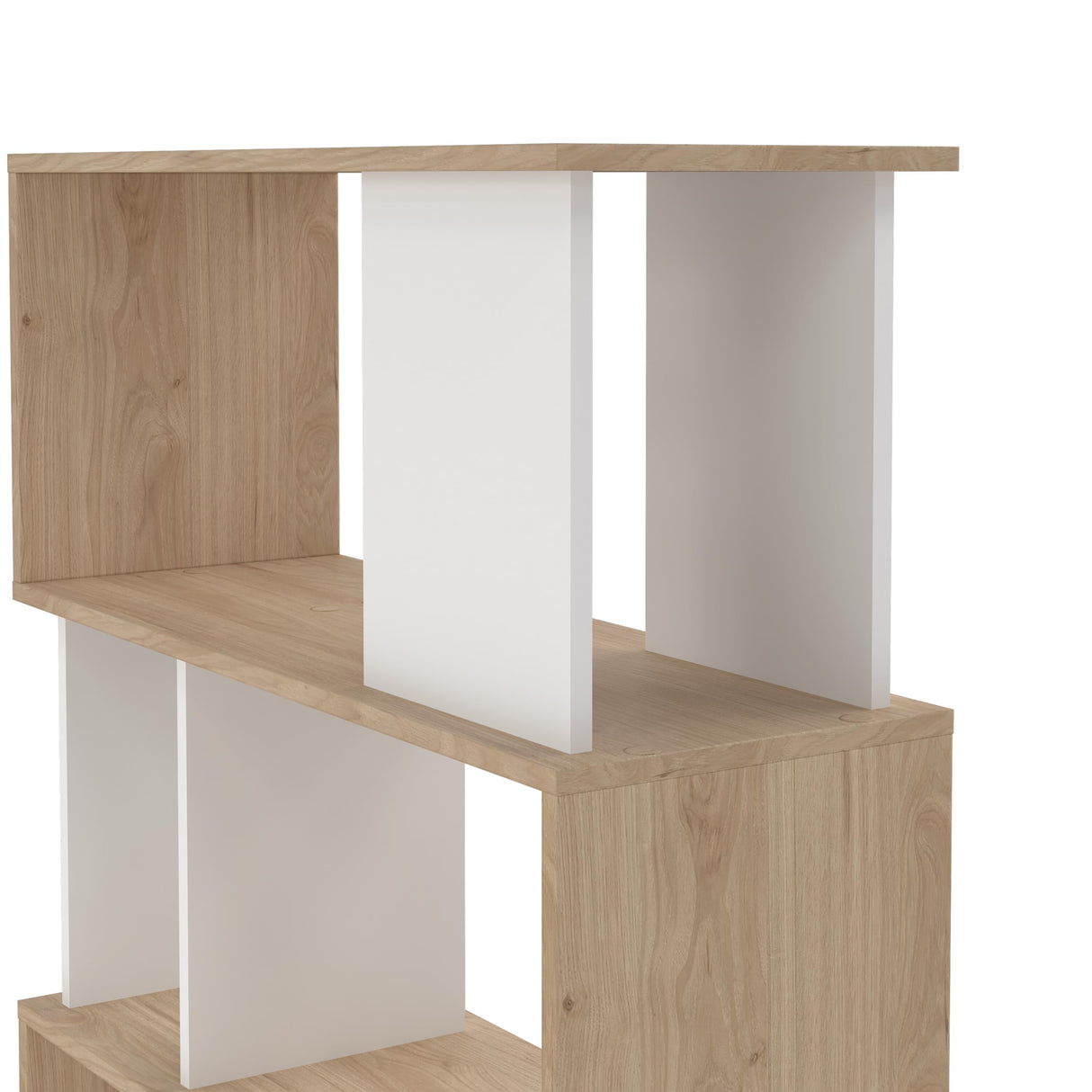 Tvilum Maze Modern Bookcase, Display Shelf and Decorative Room Divider with 7 Fixed Storage Shelves in Oak and White Tvilum
