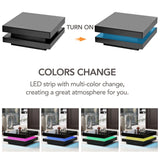 LED Coffee Table for Living Room, 2-Tier Modern Middle Center Table, Coffee Table with 16-Color Plug-in LED Light, Cocktail Tea Table for Home Office Reception Room, Black realglow