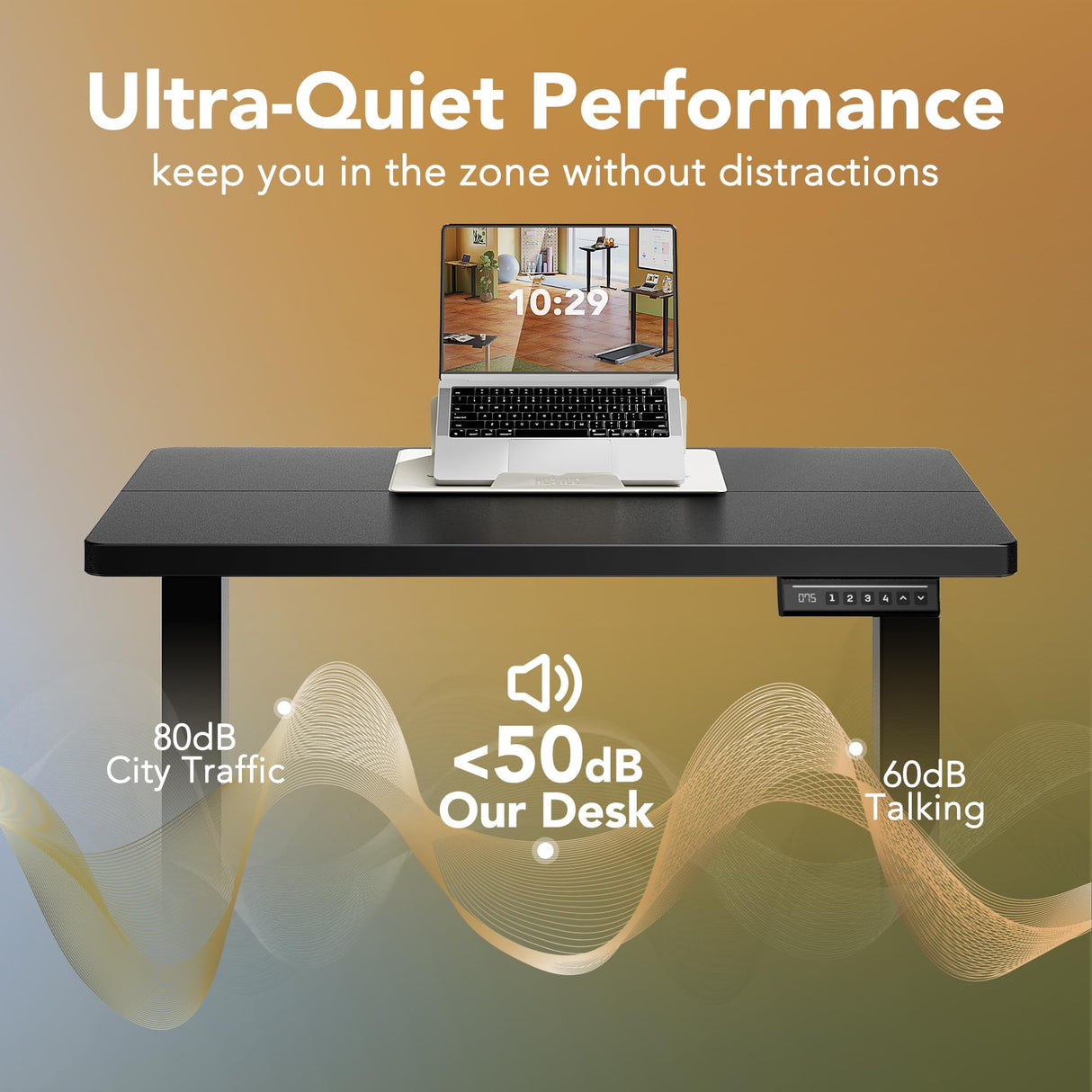 HUANUO 32" Small Electric Standing Desk Adjustable Height, 4 Memory Height Settings, Sit Stand Up Desk for Home Office & Computer Workstation, Black HUANUO