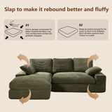 98.4" Green Sectional Sofa Cloud Modular Sectional Couch with Chaise,Corduroy Sectional Couches L-Shaped Modern Upholstered Sofa with Deep Seat for Living Room and Bedroom,No Assembly Required(Green) XSZD