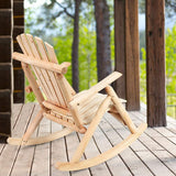 Giantex Log Wooden Rocking Chair Set of 2, Wood Porch & Patio Rockers with Slatted Seat and Backrest, Adirondack Rockers, Outdoor Accent Furniture for Balcony, Garden, Poolside, Backyard, Natural Giantex