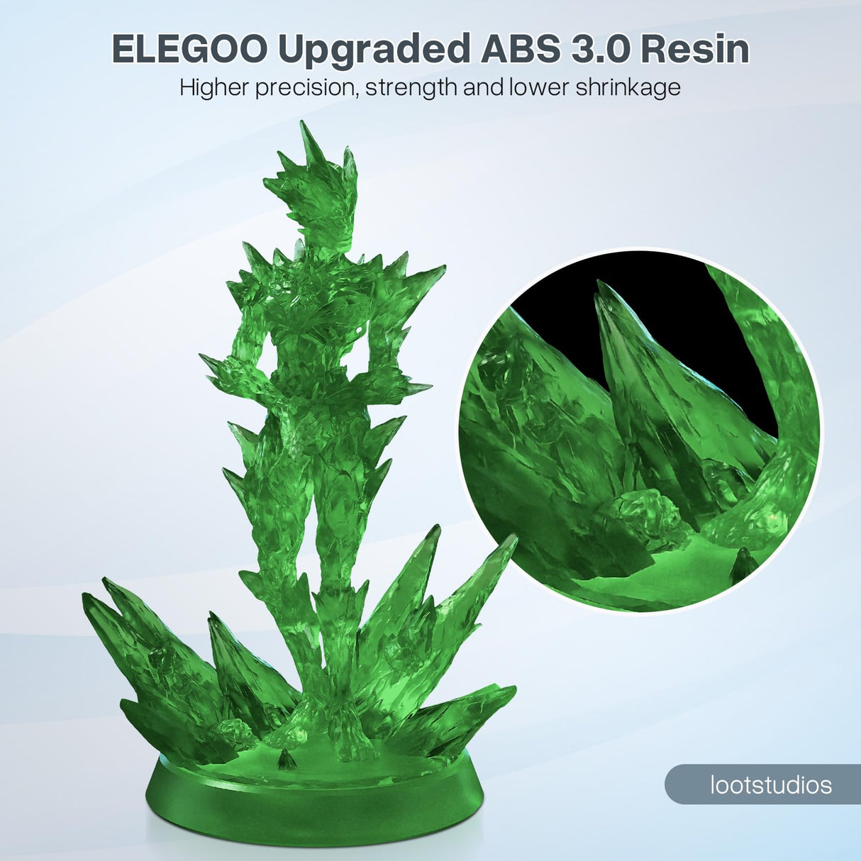 ELEGOO ABS-Like Resin 3.0, Photopolymer Resin UV Curing 405nm, Upgraded ABS 3D Printing Resin, Higher Precision, Lower Shrinkage 3D Resin for LCD/MSLA/DLP 3D Printer, Clear Green 1000G Deeplee