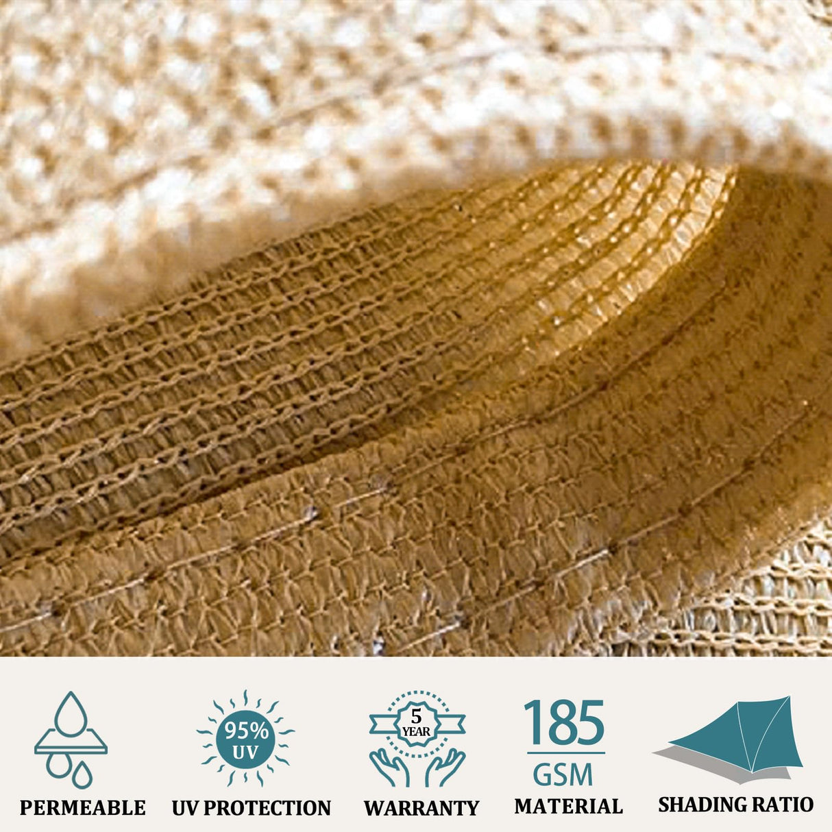 Shade&Beyond 10'x10' Sun Shade Sails Curved Canopy Square Sand 185GSM Shade Sail Permeable for Patio Deck Yard Backyard, (We Make Custom Size) Shade&Beyond