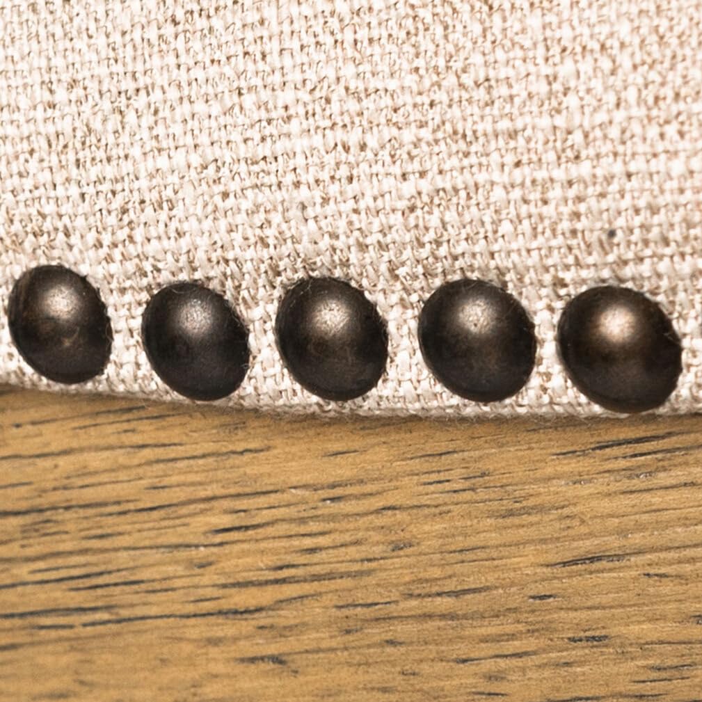 Maven Lane Adrien 26 Inch Counter Height Upholstered Backless Saddle Barstool in Natural Wood Finish with Wheat Cream Fabric Cushion Seat, Set of 2 Maven Lane