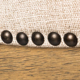 Maven Lane Adrien 26 Inch Counter Height Upholstered Backless Saddle Barstool in Natural Wood Finish with Wheat Cream Fabric Cushion Seat, Set of 2 Maven Lane