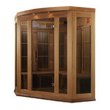 Maxxus 3 Per Low EMF FAR Infrared Carbon Corner Canadian Red Cedar Sauna MAXXUS
