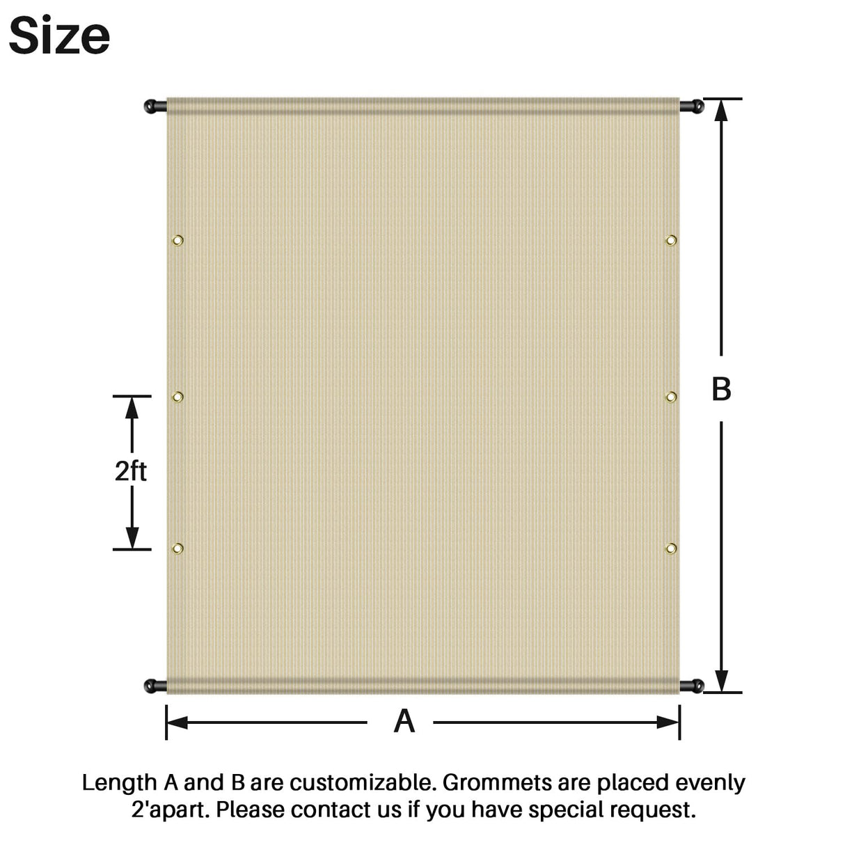 INFRANGE 7' x 15' Universal Pergola Shade Cover Replacement Canopy with Grommets Weighted Rods Permeable for Outdoor Patio Porch Backyard Gazebo Beige INFRANGE