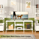 Furologee TV Stand for TVs up to 55 Inch, Entertainment Center with Open Storage Shelves, TV Media Console Table with Soundbar Shelf for Living Room, Bedroom, White Furologee