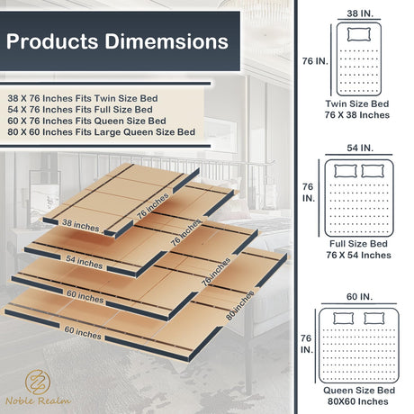 NobleRealm® Twin Size XL (38 x 76 in) Heavy Duty Bed Panels Foldable Box Spring, Bunkie Board, Bed Support Slats | Modular Portability Design, Easy Setup, Foldable Noble Realm