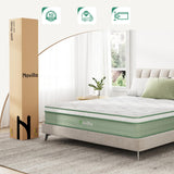 Novilla 10 Inch King Size Mattress, Medium Firm Hybrid Mattress with Certified Safe Foam & Individually Wrapped Pocket Coils Innerspring for Cozy Sleep, Motion Isolation Novilla