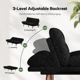 Marsail Futon Sofa Bed, Futon Couch with Adjustable Backrest & Armrests, Convertible Small Sleeper Sofa Bed for Small Apartments, Study Room, Office, Corduroy Loveseat, Black Marsail