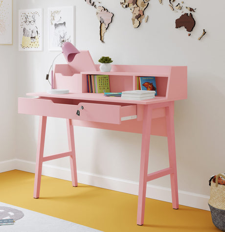 Modern Designs by Crafts and Comfort Roma Elegant Writing Desk - with Storage, Cable Holes & Drawers - Great for use as Workstation and Writing for Students in Bedroom or Dormroom - Pink 40x19x37 Modern Design By Crafts & comfort