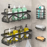 Coraje Shower Caddy, Shower Shelves [5-Pack], Adhesive Shower Organizer No Drilling, Large Capacity, Rustproof Bathroom Shower Organizer, Shower Shelf for Inside Shower (Black) Coraje