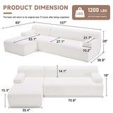 Huatean Home 107" Modular Sectional Sofa, Sponge Sectional Sofa Couch for Living Room, High Density Sponges Cloud Couch,Modular L-Shape Sofa Couch with Chaise, White Huatean Home