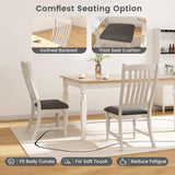 Giantex Wood Dining Chairs Set of 2, Farmhouse Kitchen Chairs with Solid Wood Frame, Max Load 355 Lbs, Armless Upholstered Dining Side Chairs with Cushion Seat, Slat Back Dining Room Chair, White Giantex