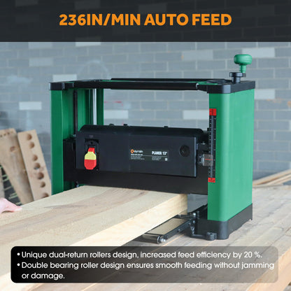 （Updated Model）Kayrain 13IN Power Benchtop Planer with HSS Double-sided Use Blades Electric Thickness Planer 15A 2000W Powerful Motor Wood Planers for Woodworking - WoodArtSupply