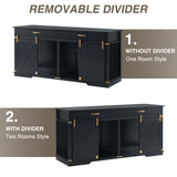 72.5" Extra Large Furniture Style Double Dog Crates for Large Breeds, XXL Wooden Dog Kennel Furniture with Drawers, Divider, Water Resistant & Barn Door for 2 Dogs, Black EDYO LIVING