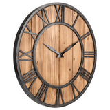Oldtown Farmhouse Metal & Solid Wood Noiseless Wall Clock (Wood, 24-inch) Oldtown Clocks