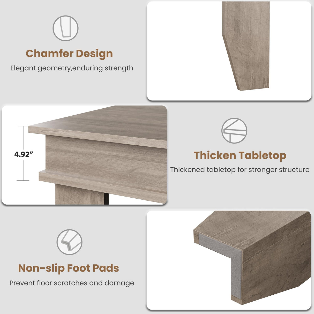 GarveeHome Farmhouse Dining Table for 6-8 People, 70.87 in Long Wooden Kitchen Table with Sturdy Frame & Rustic Grey Finish - Seats 6 Rectangular Counter for Dinner, Kitchen, Dining Room GarveeHome