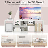 Giantex Bookshelf TV Stand for TVs up to 55", 2 Pieces Free-Combination Entertainment Center with Storage Cubes, Modern Media TV Console Table, Open Storage Bookcase for Living Room, Bedroom (White) Giantex