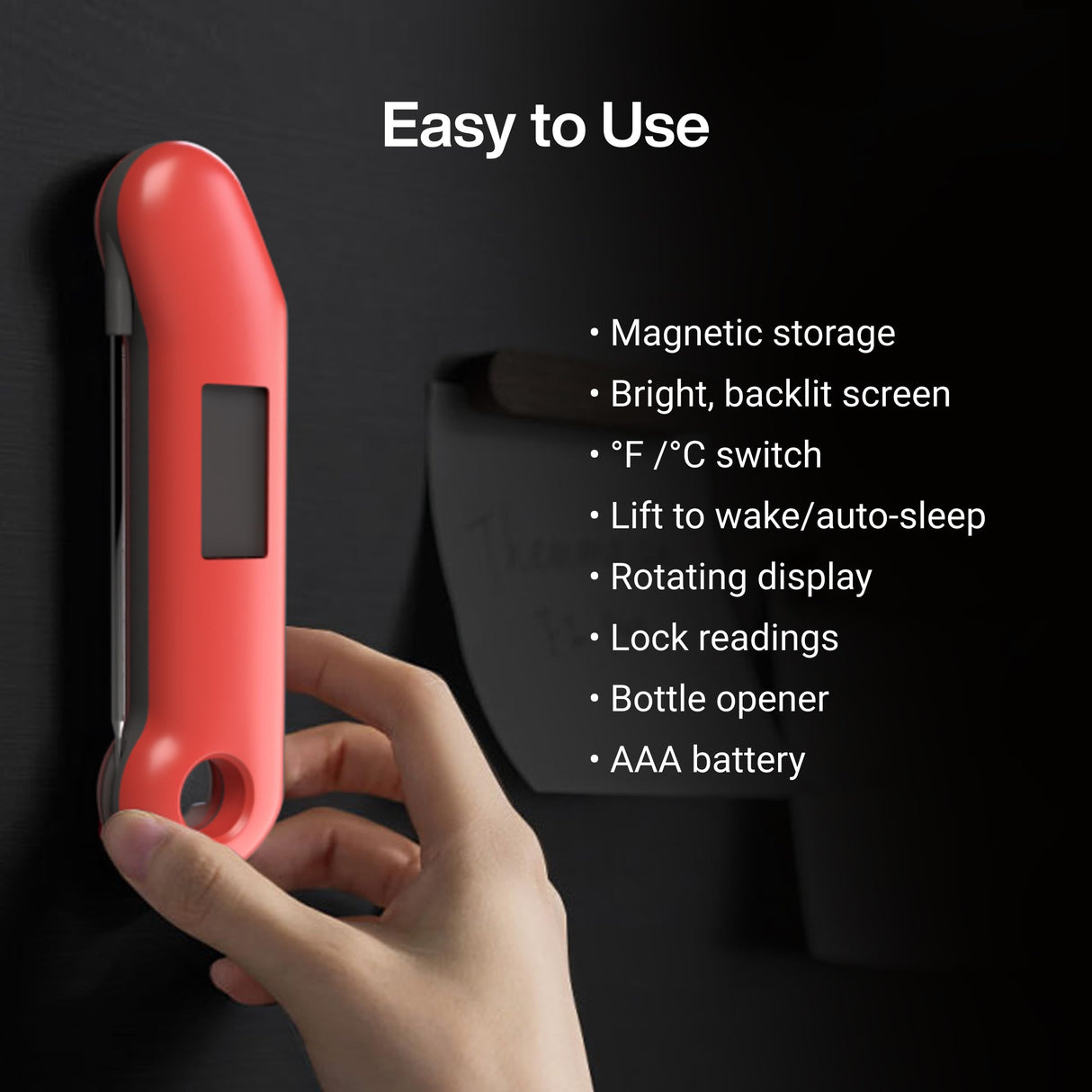 ThermoMaven ProfessionaI Meat Thermometer Digital, 3X Faster 0.5 Sec Instant Read, NIST Certified Accuracy ±0.5°F, 100% Waterproof Probe, Auto-Rotate Bright Indicator, for Candy/Grill/BBQ, Red & Gray ThermoMaven