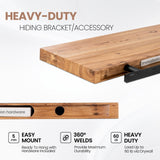 Fun Memories 48 Inch Floating Shelf, 9.3" Deep Solid Elm Fireplace Mantel Shelf, Rustic Wall-Mounted Display Shelves with Invisible Heavy-Duty Metal Bracket, Natural Fun Memories