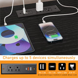 eiskah Black Dresser for Bedroom, 6 Drawers Led Dresser TV Stand with Power Outlets and LED Lights, Long Fabric Dressers Wide Chest of Drawers with Large Organizer Shoe Rack for Living Room, Entryway eiskah