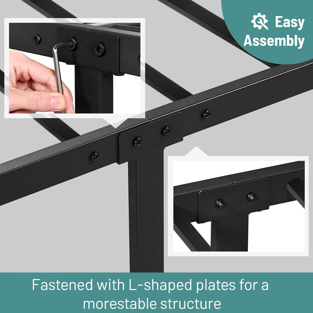 CLIBFENG Queen Bed Frame-Classic Metal Platform Bed Frame Mattress Foundation with Victorian Style Iron-Art Headboard/Footboard/Under Bed Storage/No Box Spring Needed/Black CLIBFENG