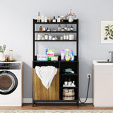 VANOMi Tilt Out Trash Can Cabinet, 67" Kitchen Pantry Storage Cabinet, Bakers Rack Microwave Stand with Power Outlet, 7-Tiers Tall Coffee Bar Station for Kitchen, Dinning Room, Living Room VANOMi