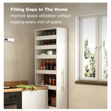 WEIDPHL Light walnut,Large, Slim Storage Cart, Kitchen Rolling Cart, Narrow Storage Cabinet with Handle & Wheels, Wood Spice Rack Next to Fridge, Pantry Shelf for Kitchen, Small Spaces WEIDPHL