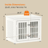 rehomerance Heavy Duty Dog Crate Furniture for Small Dogs, Enclosed Design with 0.5inch Holes, Indestructible Metal Kennel, Chew Proof Pet House Cage Indoor, Decorative Dog Kennel End Table, White rehomerance