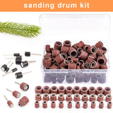 BAGTeck 162 Pieces Sanding Drums Kit Drum Sander for Drill with Storage Box Including 150 Pieces Sanding Band Sleeves and 12 Pieces Drum Mandrels for BAGTeck