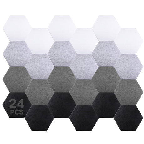 24 Pcs Hexagon Adhesive Acoustic Panels, 12 x 10 x 0.4 Inches Soundproof Panels Sound Dampening Wall Panels Sound Absorbing Panel for Recording Studio Office Home Studio Remagr