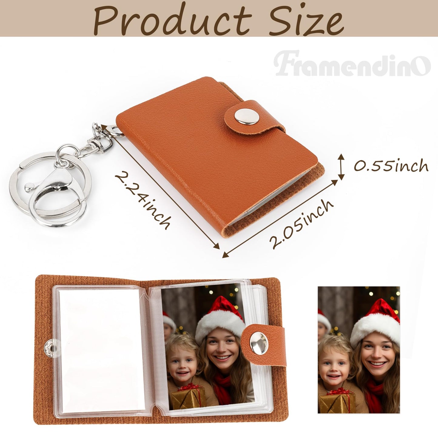 Framendino, Sublimation Mini Scrapbook Blanks Photo Album Keychain with 20 Pack Blank Photos Heat Transfer Personalized Picture Albums Key Chain for DIY Craft