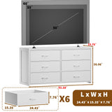 OURPIC Dresser for Bedroom with 6 Drawers, 51 Inch White Dressers TV Stand for 50, 55, 60 Inch TV, Wood Top and Side, Fabric Drawers, Storage, Dresser for Closet, Living Room, Hallway, Entryway OURPIC