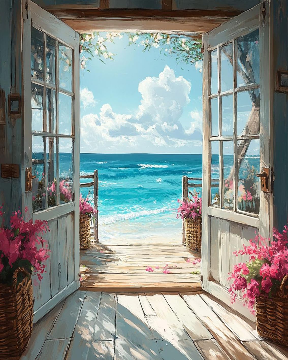 MBNTJHT DIY Scenery Paint by Numbers Kit for Adults on Canvas,Landscape Beach Digital Oil Painting Kit for Adults Beginner,Easy Scenery Acrylic Paint by Number Kits for Holiday Gifts 16X20 Inch. MBNTJHT