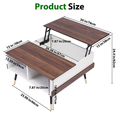 TOPSKY Lift Top Coffee Table, Square Coffee Table with Storage Shelves (Light Walnut) - WoodArtSupply