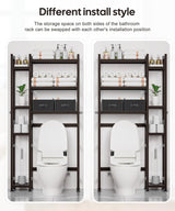 Homde Over The Toilet Storage with Basket and Drawer, Bamboo Bathroom Organizer with Adjustable Shelf & Waterproof Feet Pad, Space Saver Rack for Restroom, Laundry, Brown Homde