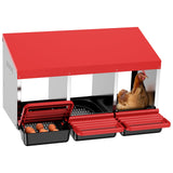 ZenxyHoC Chicken Nesting Boxes, 3 Hole Metal Chicken Egg Laying Box with Swing Perch and Rollout Egg Collection for Chicken Coop ZenxyHoC