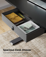 Marsail Electric Adjustable Standing Desk, 48x24 Inch, Sit-Stand Home Office Desk with Drawer, Black Marsail