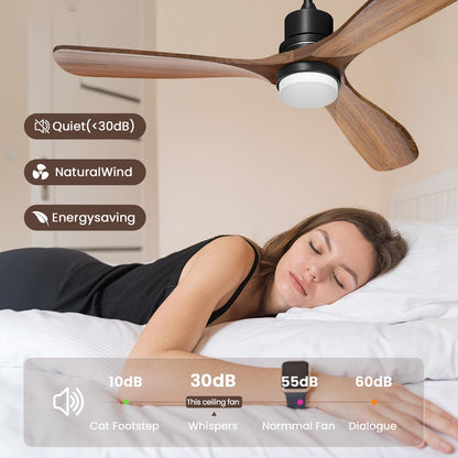 Obabala 52" Ceiling Fan with Lights Remote Control Outdoor Wood Ceiling Fans Noiseless Reversible DC Motor - WoodArtSupply