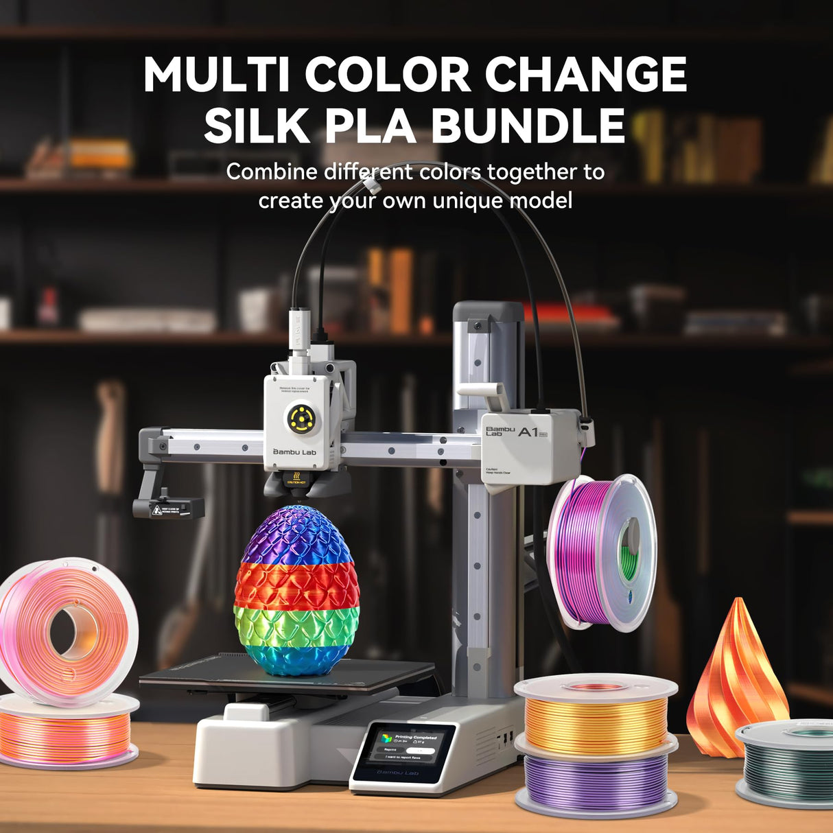 JAYO 3D Printer Filament Bundle, Dual Color Silk Filament Bundle Multicolor, Triple Color PLA Silk Filament, Individually Vacuum Packed, 250g Spool, 8 Rolls, 2kg in Total JAYO