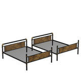 Queen Over Queen Bunk Bed, Heavy Duty Metal Bunk Beds with Ladder for Kids Adults, Space-Saving Bunk Bed with Safety Guardrails and Wood Headboard, Convertible into 2 Beds, No Box Spring Needed, Black RuiSiSi