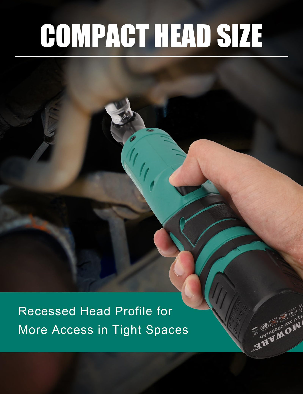 COMOWARE 3/8 Cordless Electric Ratchet Wrench Kit, 40ft-lbs Torque, 12V Power, 8 Sockets, LED Light, Fast Charger, Ergonomic Design COMOWARE