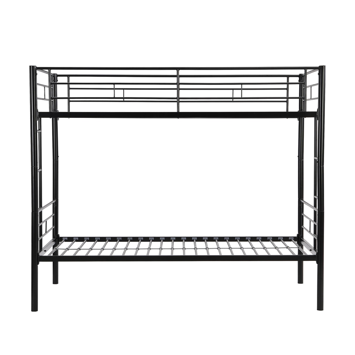 Yehha Metal Bunk Beds for Kids & Youths, Twin Over Twin Bunk Bedframe with 2 Ladders and Full-Length Guardrail, No Box Spring Needed, Noise Free, Convertible 2 Beds, Young Black Yehha